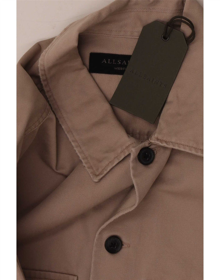 All Saints Mens Shirt Medium Beige Cotton