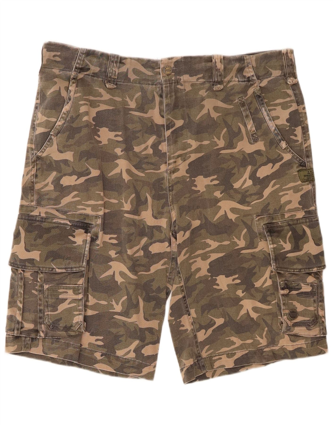 VINTAGE Mens Cargo Shorts W36 Large Khaki Camouflage Cotton