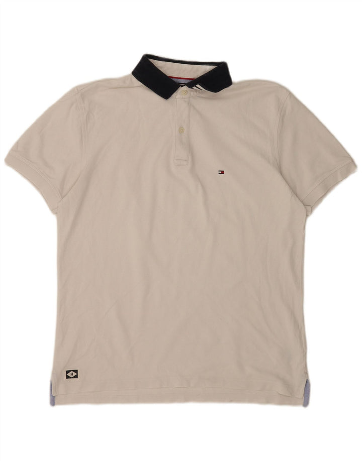 Tommy Hilfiger Mens Polo Shirt XL White Cotton