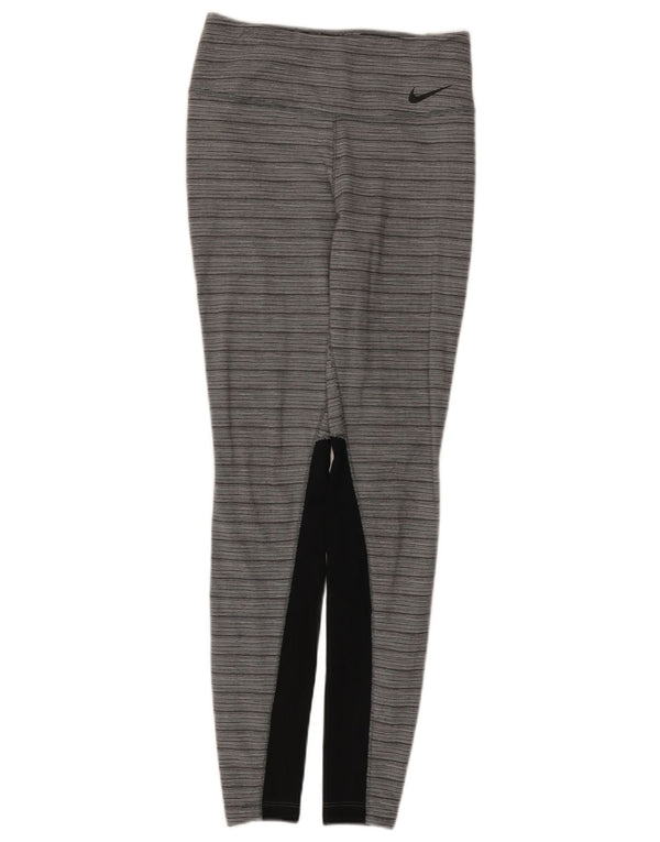 Nike Womens Dri Fit Leggings UK 8 Small Grey Colourblock Nylon