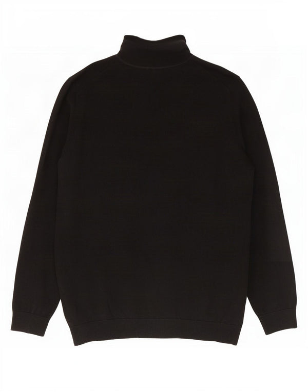 Marks & Spencer Mens Roll Neck Jumper Sweater Large Black Cotton