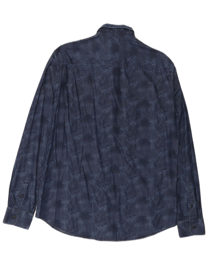 Armani Exchange Mens Regular Fit Shirt Medium Navy Blue Floral Cotton