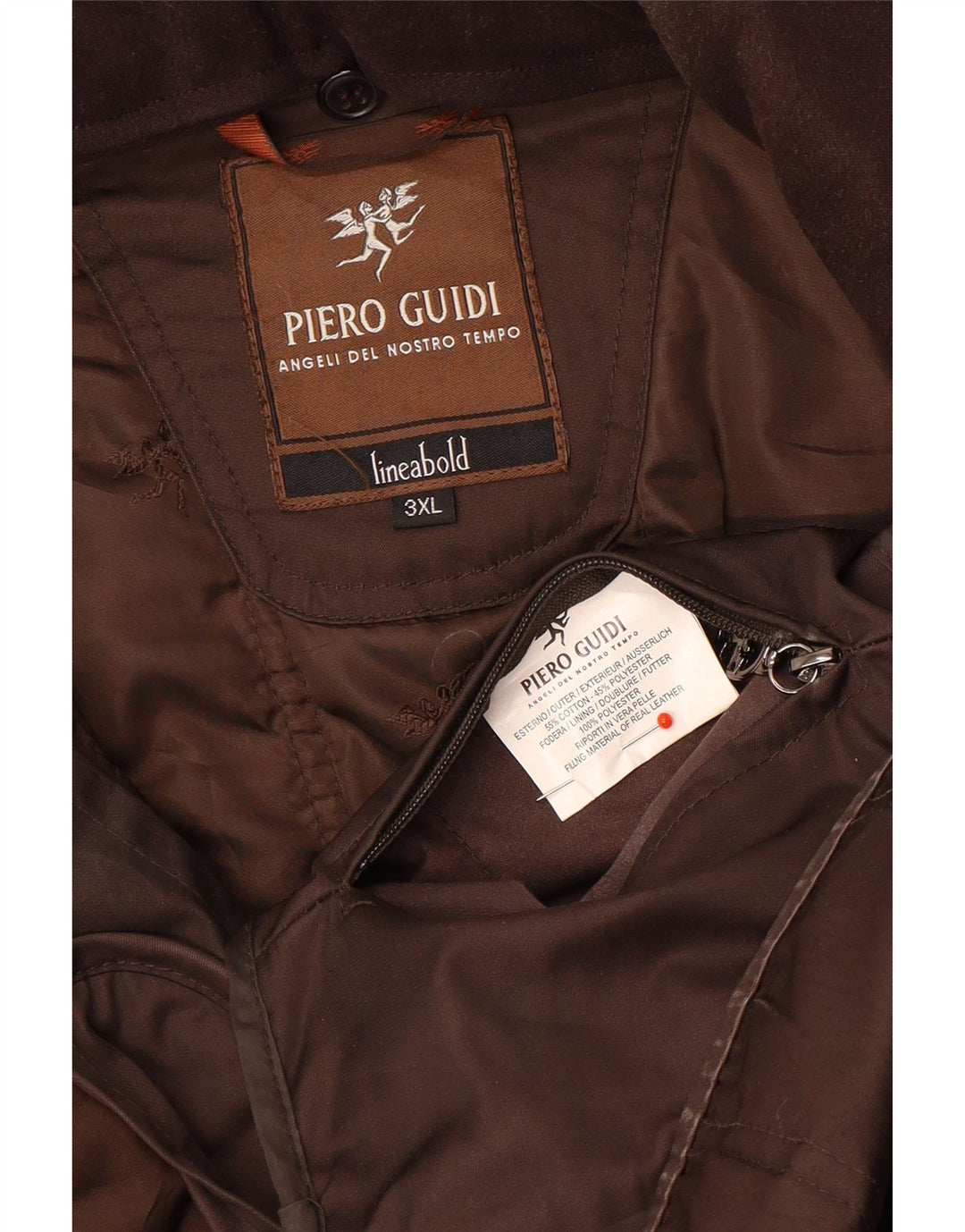 Piero Guidi Mens Utility Jacket UK 46 3XL Brown Cotton