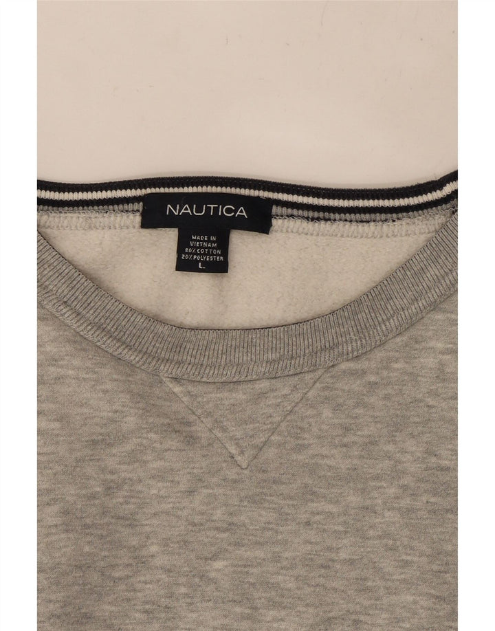 NAUTICA Mens Sweatshirt Jumper Large Grey Cotton