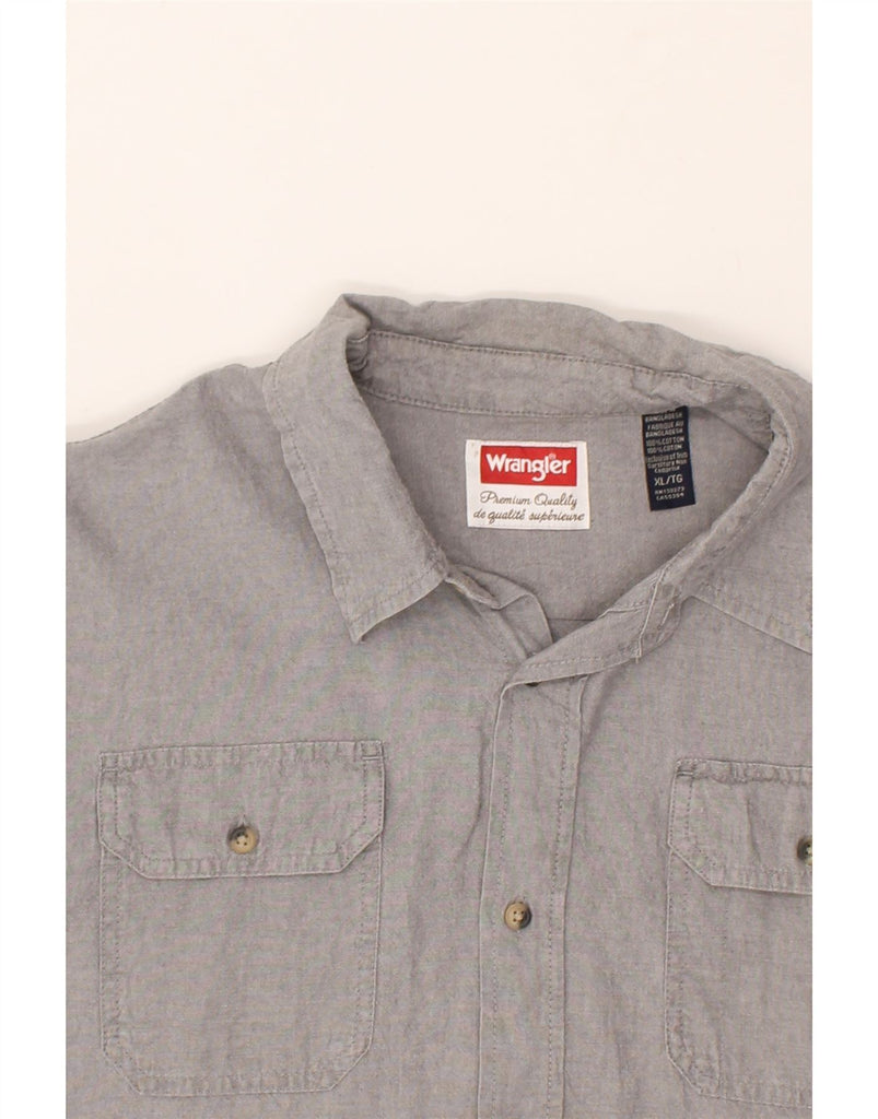 WRANGLER Mens Premium Short Sleeve Shirt XL Grey Cotton | Vintage Wrangler | Thrift | Second-Hand Wrangler | Used Clothing | Messina Hembry 