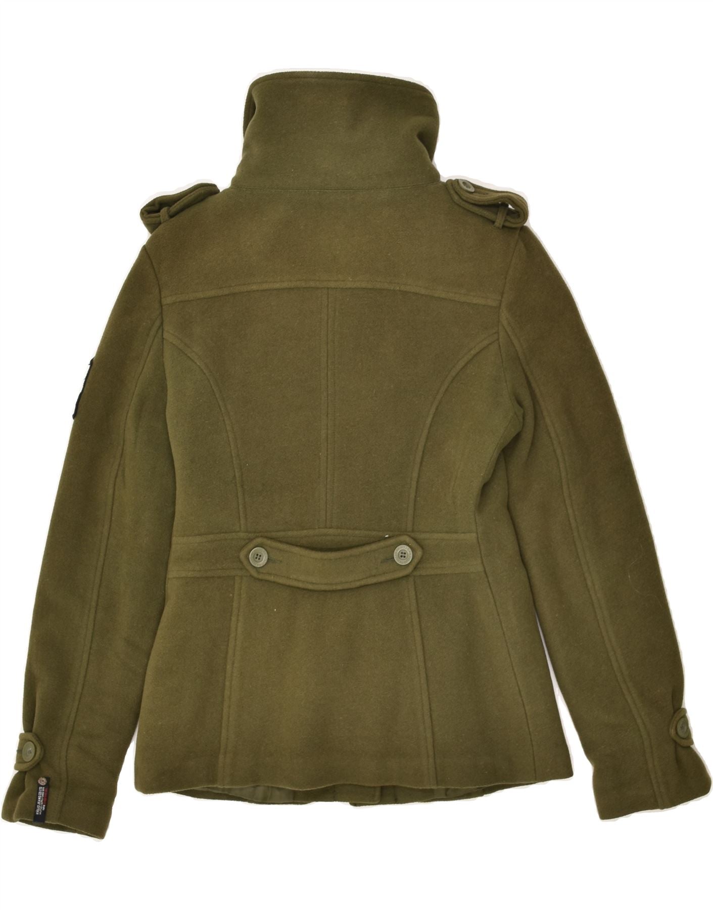 KHUJO Womens Military Jacket UK 14 Medium Khaki Wool | Vintage