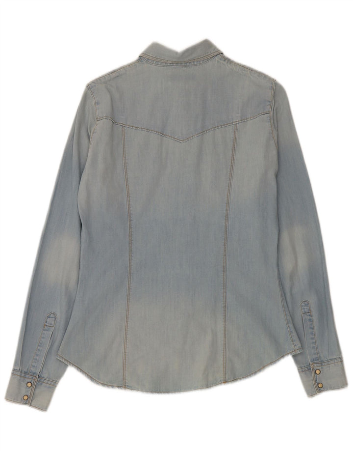 Guess Womens Denim Shirt UK 10 Small Blue Cotton