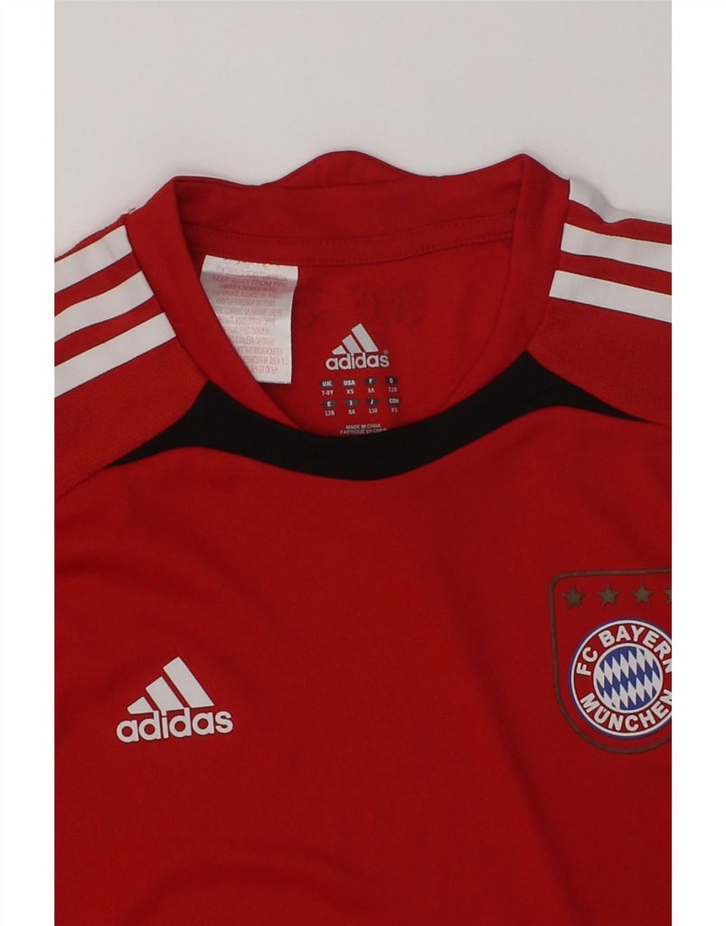 ADIDAS Boys FC Bayern Munchen Graphic Jersey Top 7-8 Years Red Polyester | Vintage Adidas | Thrift | Second-Hand Adidas | Used Clothing | Messina Hembry 
