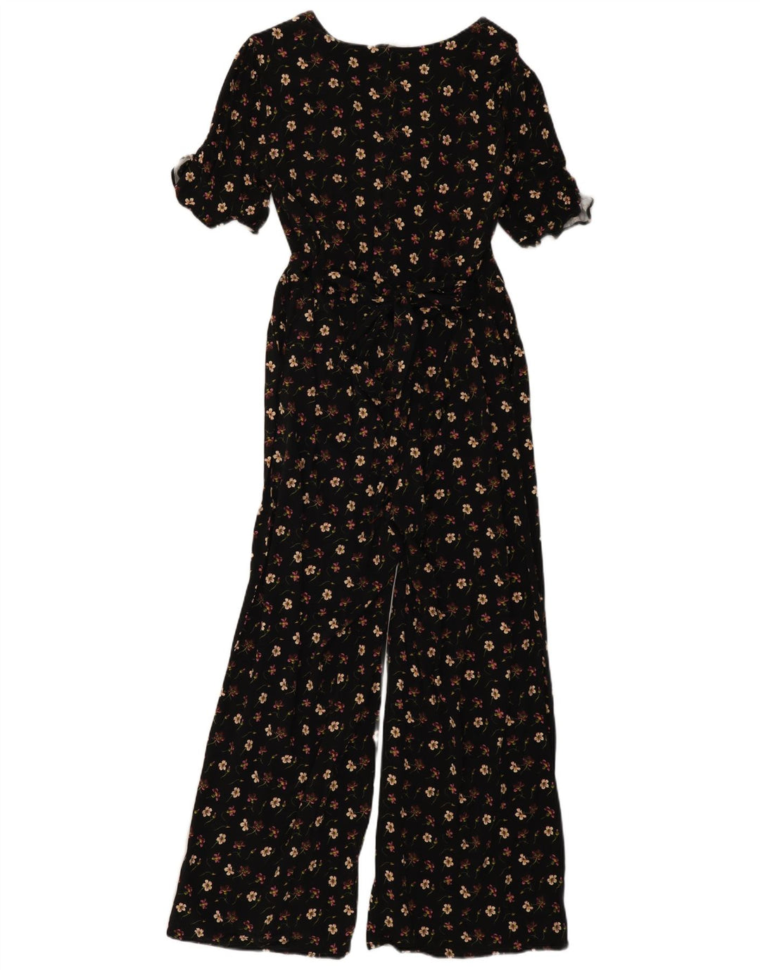 Oasis Womens Short Sleeve Jumpsuit UK 14 Medium Black Floral