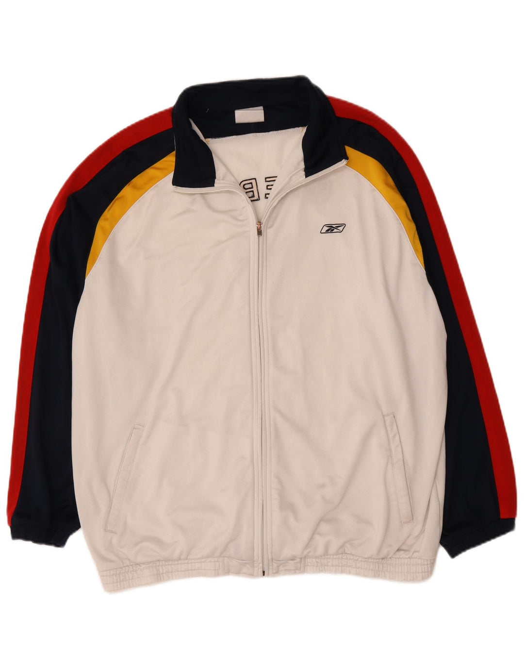 Reebok Mens Graphic Loose Fit Tracksuit Top Jacket Large White Colourblock