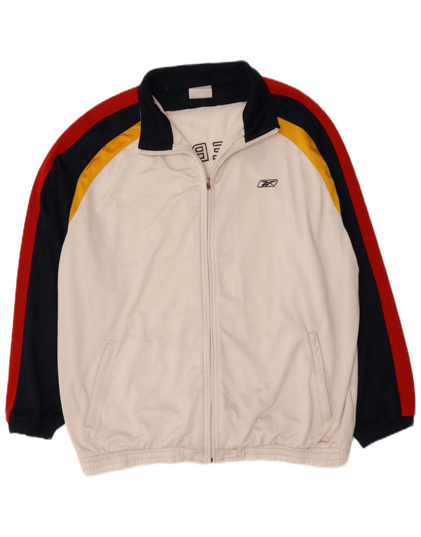 Reebok Mens Graphic Loose Fit Tracksuit Top Jacket Large White Colourblock