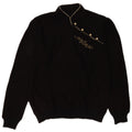 Vintage Womens Turtle Neck Jumper Sweater UK 14 Medium Black Floral