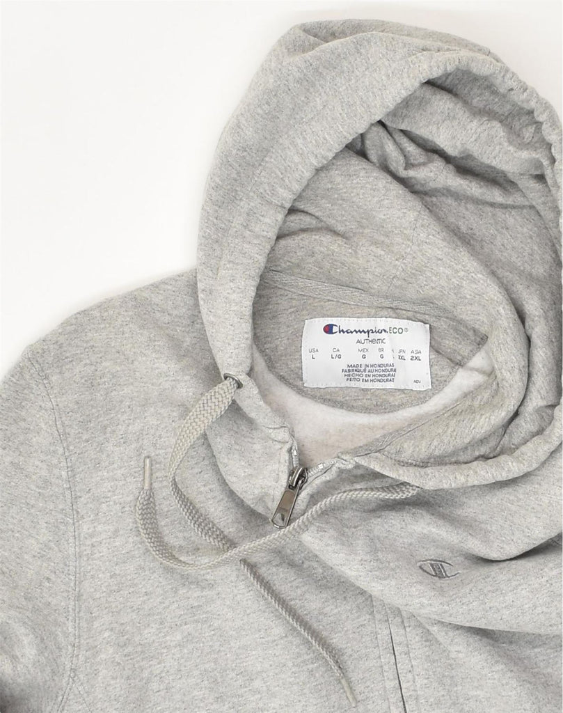 CHAMPION Womens Zip Hoodie Sweater UK 14 Large Grey Cotton | Vintage Champion | Thrift | Second-Hand Champion | Used Clothing | Messina Hembry 