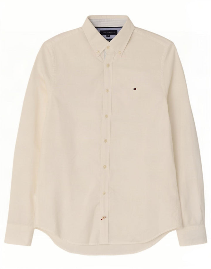 Tommy Hilfiger Mens Slim Fit Shirt Medium White Cotton