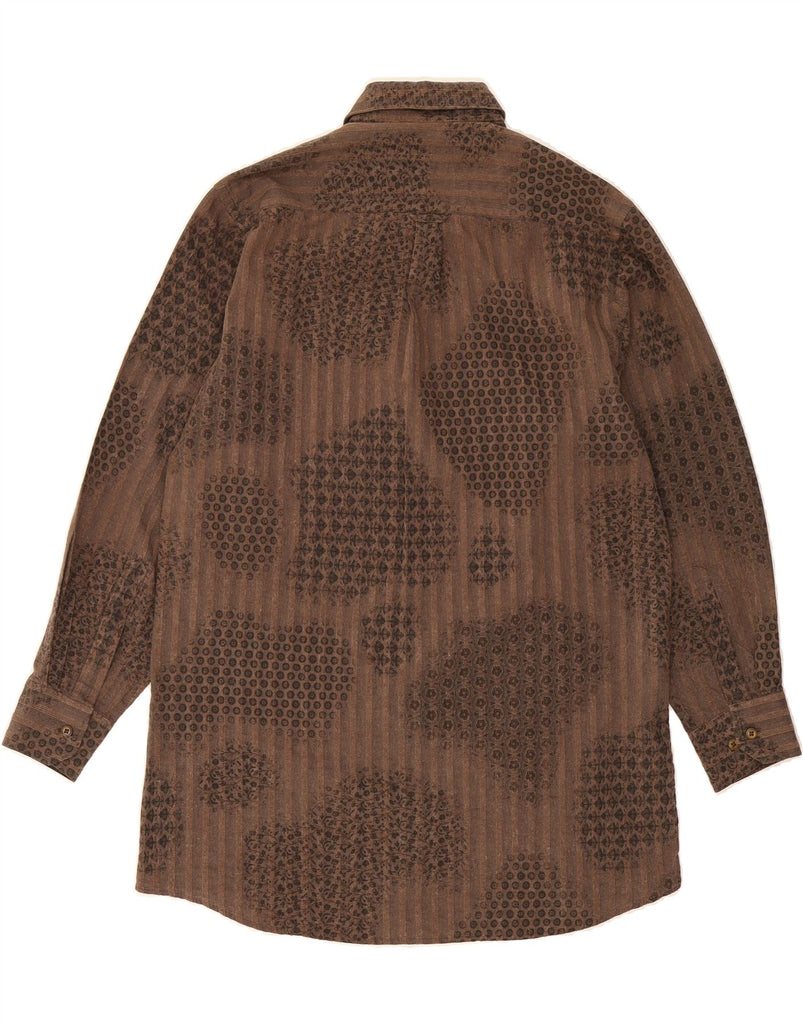 WALBUSCH Mens Tall Shirt Size 38 Medium Brown Floral Cotton Vintage Walbusch and Second-Hand Walbusch from Messina Hembry 