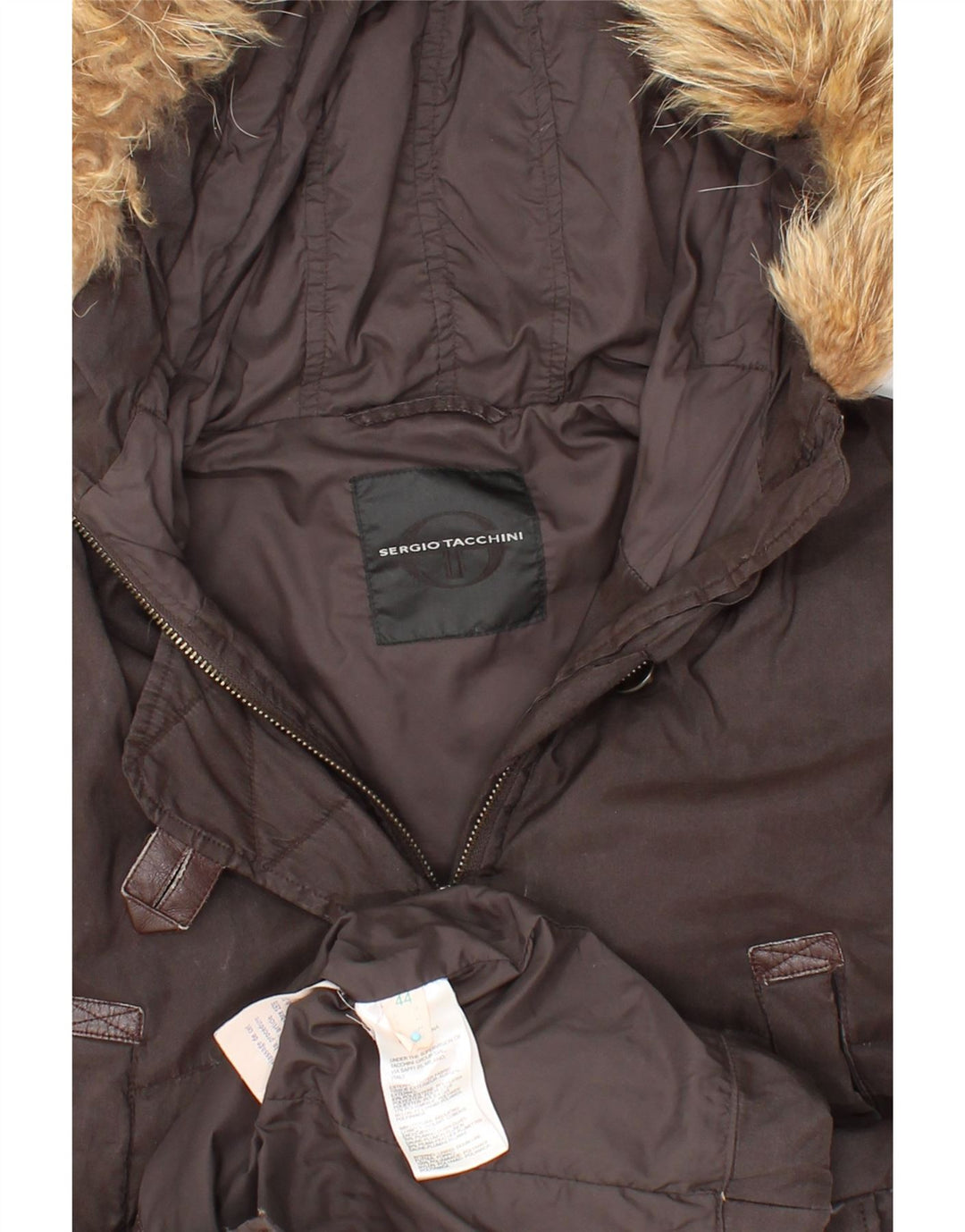 SERGIO TACCHINI Womens Hooded Padded Coat IT 44 Medium Grey Polyester Vintage Sergio Tacchini and Second-Hand Sergio Tacchini from Messina Hembry 