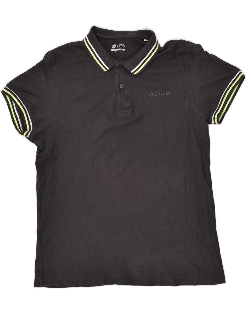 LOTTO Mens Polo Shirt Medium Black | Vintage Lotto | Thrift | Second-Hand Lotto | Used Clothing | Messina Hembry 