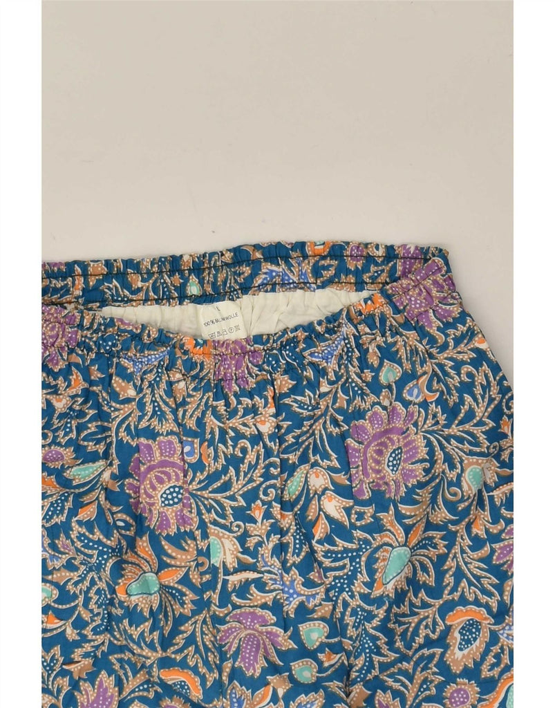 VINTAGE Womens Casual Shorts Large W34 Blue Paisley Cotton Vintage Vintage and Second-Hand Vintage from Messina Hembry 