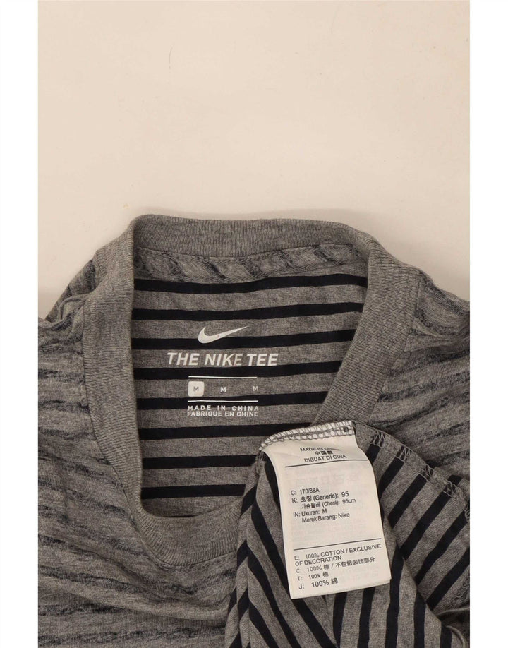 Nike Mens T-Shirt Top Medium Grey Striped Cotton
