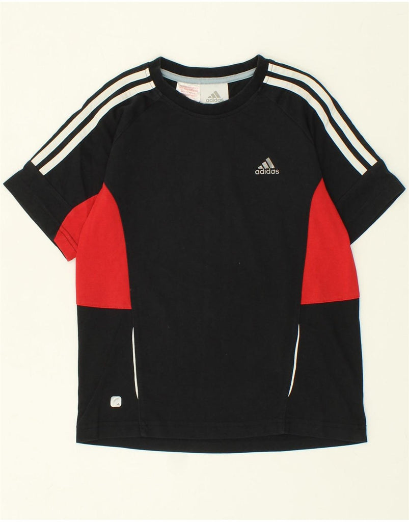 ADIDAS Boys Climalite Graphic T-Shirt Top 9-10 Years Black Colourblock | Vintage Adidas | Thrift | Second-Hand Adidas | Used Clothing | Messina Hembry 