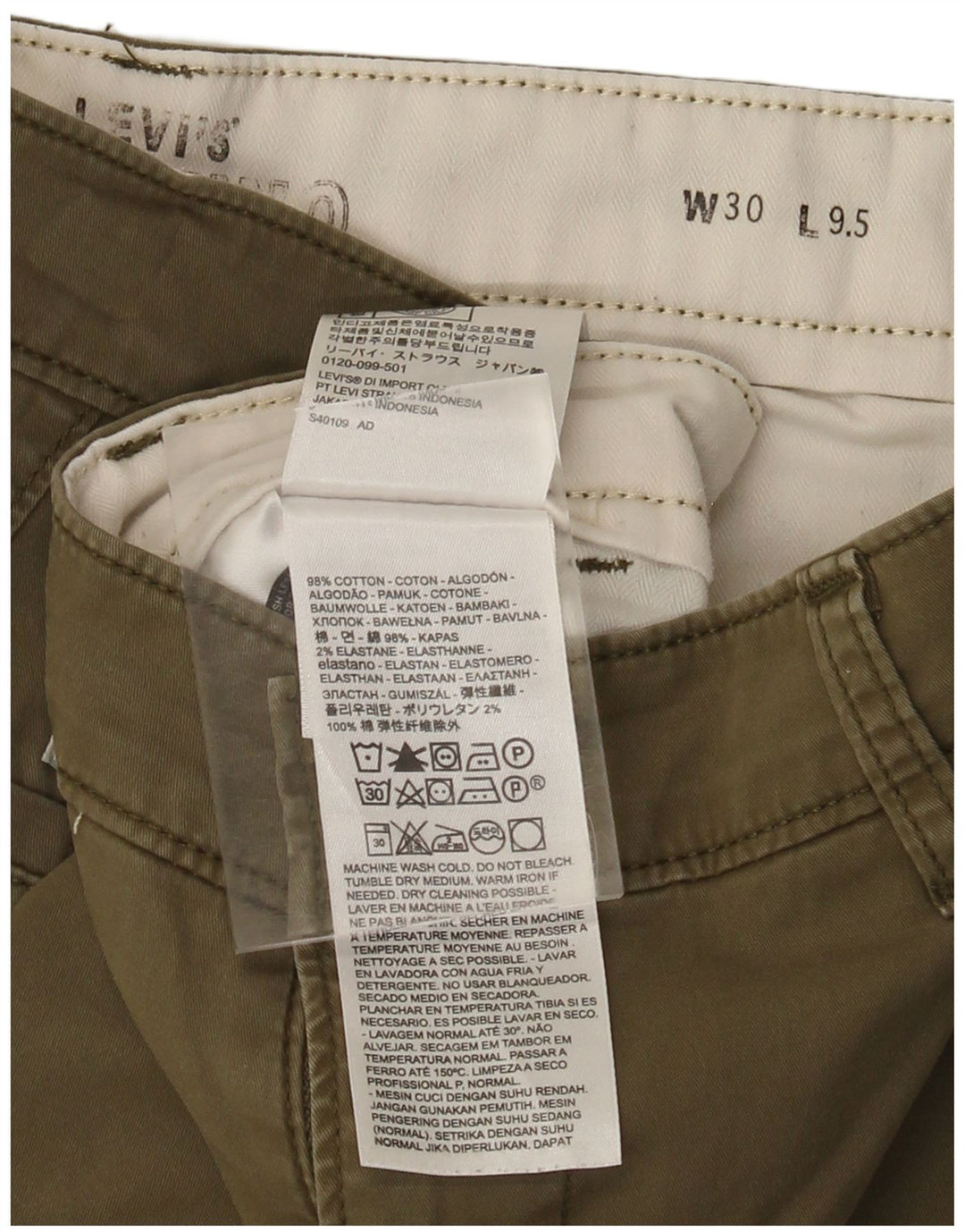 Levi's Mens Chino Shorts W30 Medium Khaki Cotton