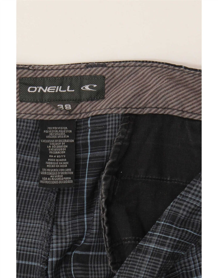 O'Neill Mens Chino Shorts W38 XL Navy Blue Plaid Polyester