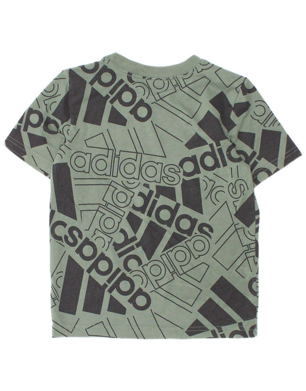 Adidas Boys Regular Fit Graphic T-Shirt Top 4-5 Years Green Cotton