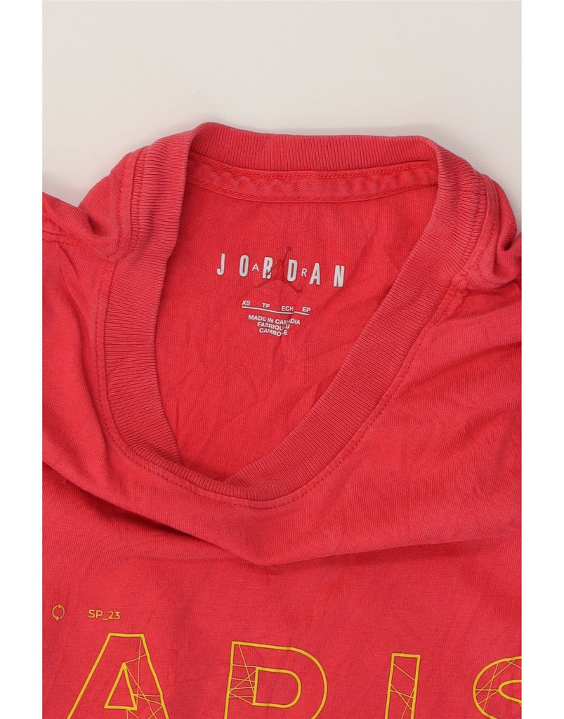 JORDAN Mens Paris Graphic T-Shirt Top XS Red Cotton Vintage Jordan and Second-Hand Jordan from Messina Hembry 