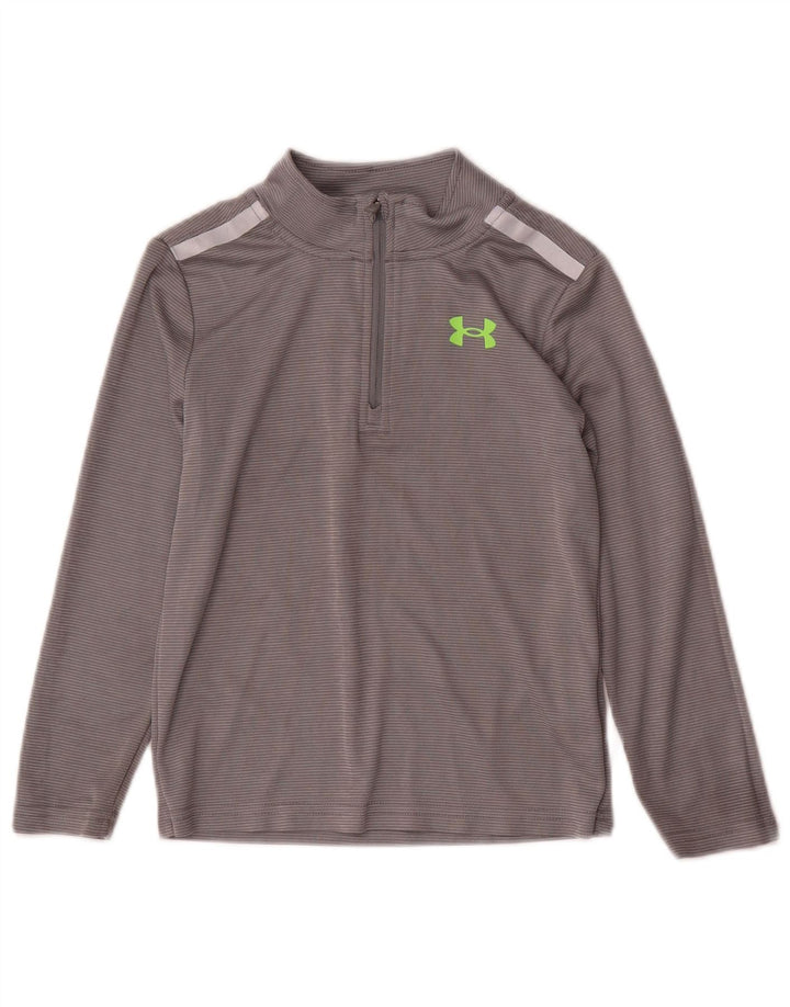 Under Armour Boys Graphic Pullover Tracksuit Top 5-6 Years Grey Striped