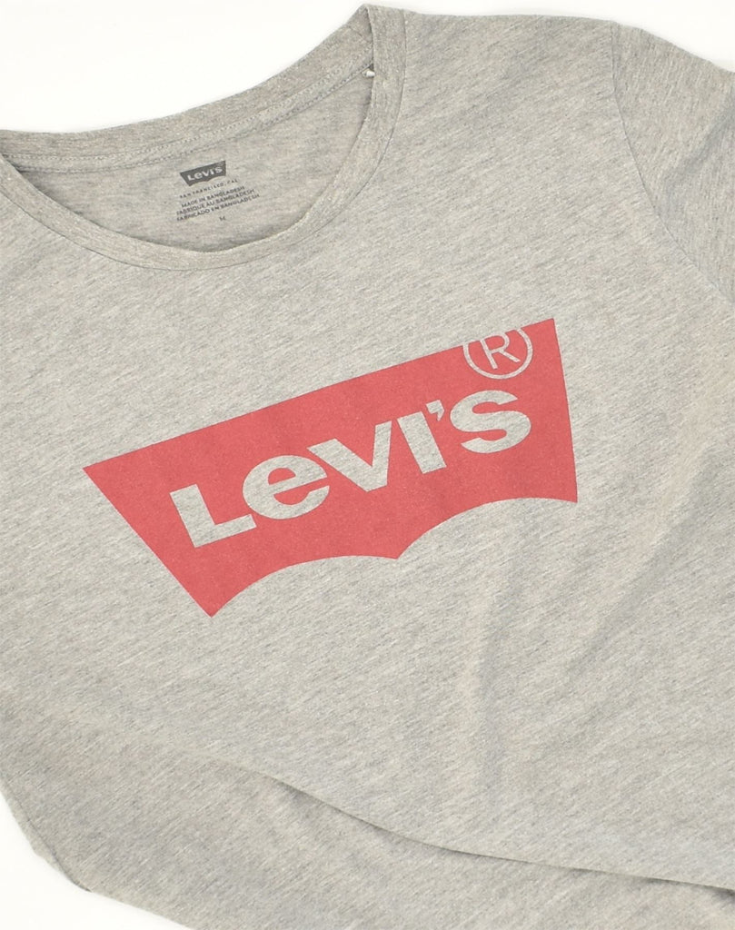 LEVI'S Womens Graphic T-Shirt Top UK 12 Medium Grey Cotton | Vintage Levi's | Thrift | Second-Hand Levi's | Used Clothing | Messina Hembry 