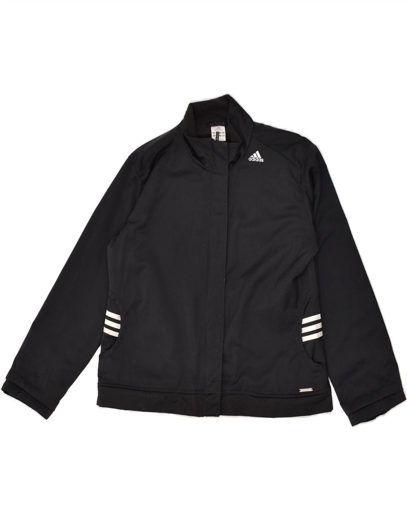 ADIDAS Womens Bomber Jacket UK 14 Large  Black Cotton | Vintage Adidas | Thrift | Second-Hand Adidas | Used Clothing | Messina Hembry 