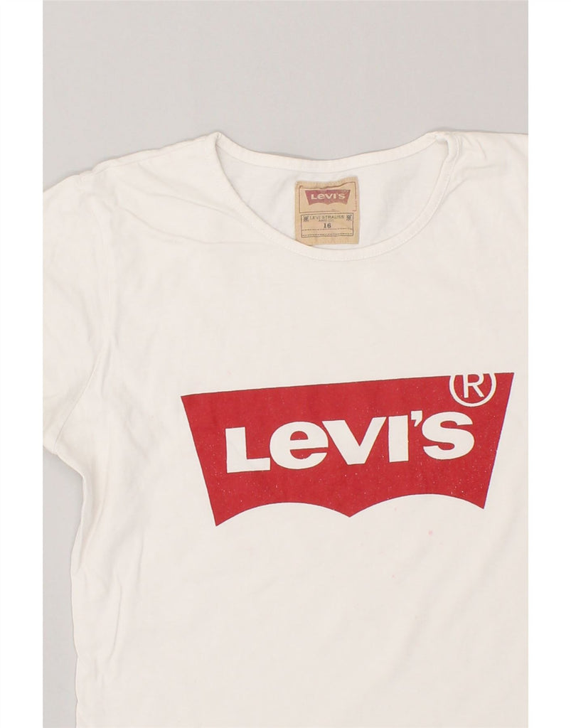 LEVI'S Girls Graphic T-Shirt Top 15-16 Years Off White Cotton | Vintage Levi's | Thrift | Second-Hand Levi's | Used Clothing | Messina Hembry 