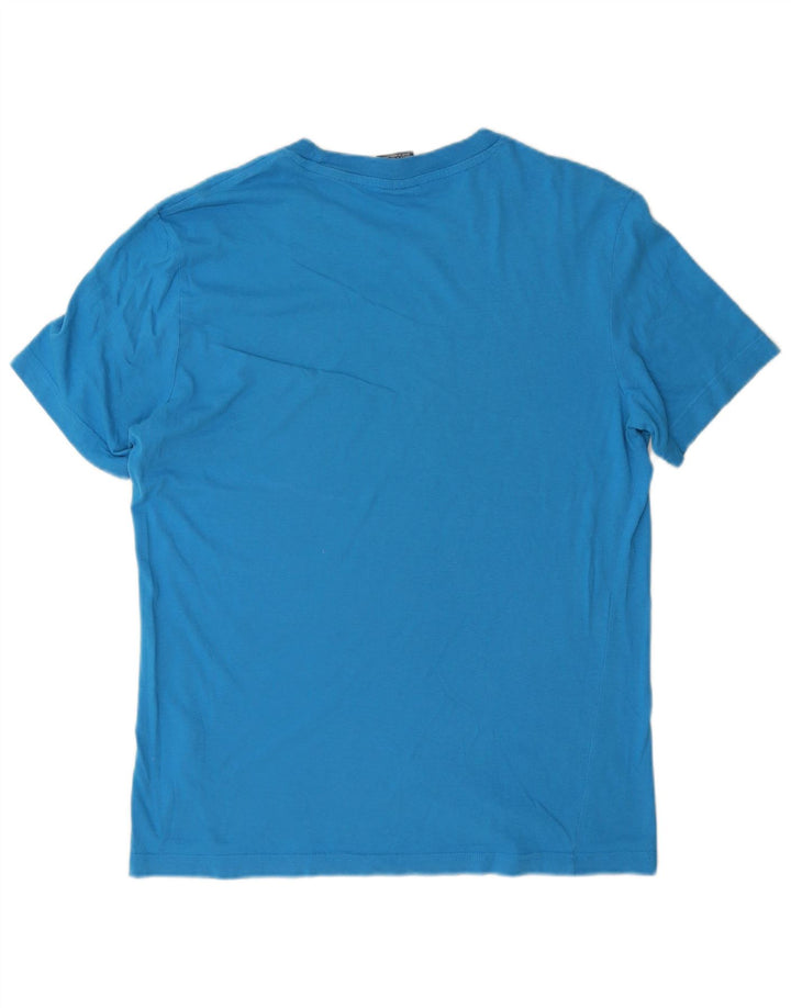 Champion Mens Graphic T-Shirt Top Medium Blue Cotton
