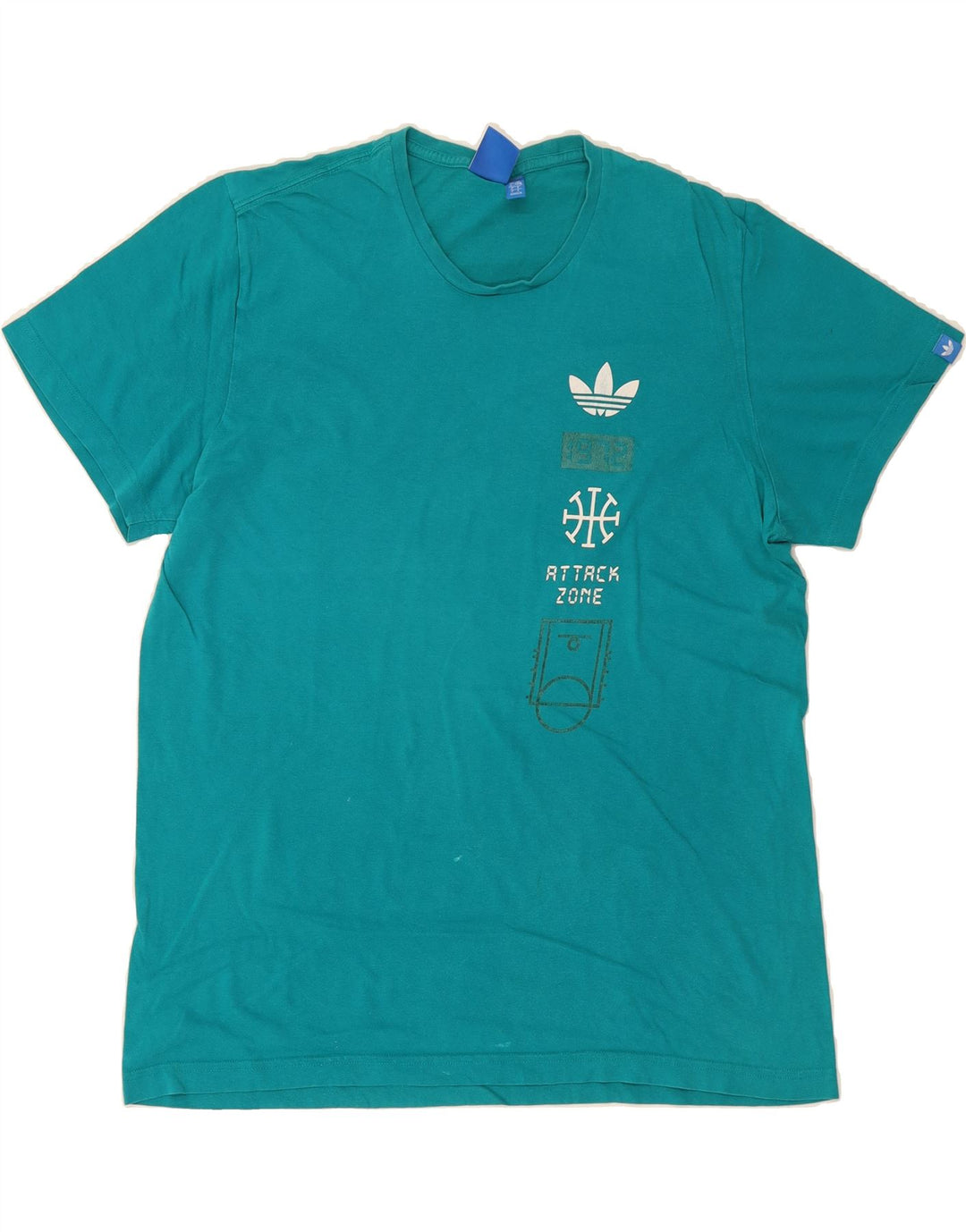 ADIDAS Mens Graphic T-Shirt Top Large Turquoise Cotton Vintage Adidas and Second-Hand Adidas from Messina Hembry 