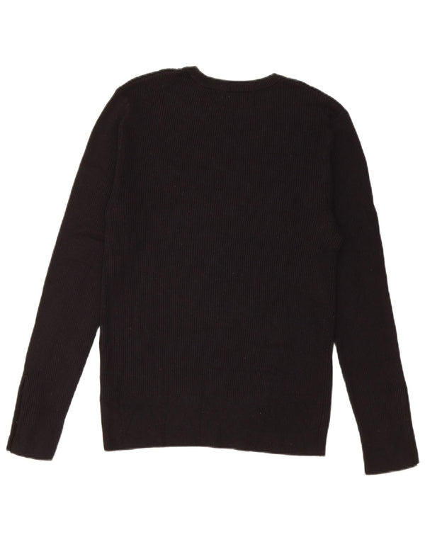 Marks & Spencer Womens Top Long Sleeve UK 12 Medium Black Viscose