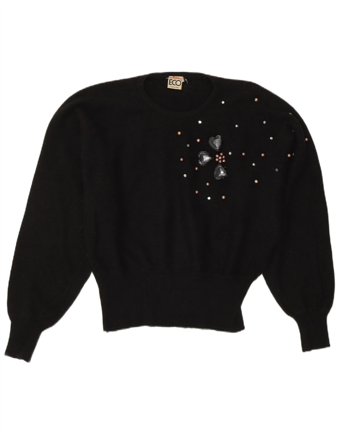 VINTAGE Womens Crew Neck Jumper Sweater UK 14 Large Black