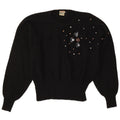 VINTAGE Womens Crew Neck Jumper Sweater UK 14 Large Black