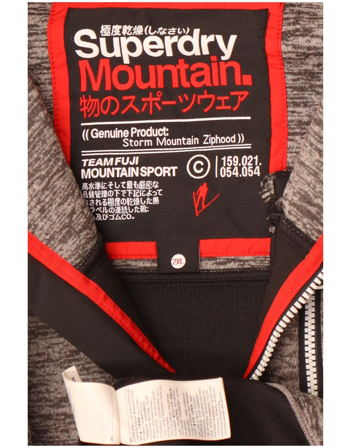 Superdry Mens Zip Hoodie Sweater 2XL Grey Colourblock Polyester