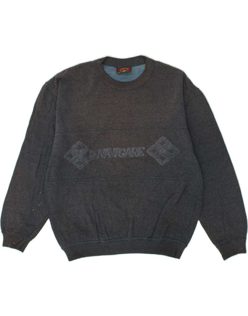 NAVIGARE Mens Graphic Sweatshirt Jumper Medium Grey Cotton | Vintage Navigare | Thrift | Second-Hand Navigare | Used Clothing | Messina Hembry 