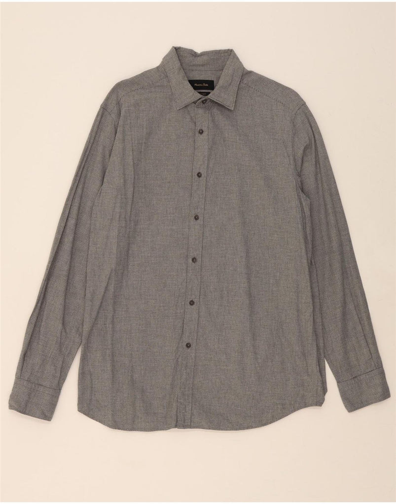 MASSIMO DUTTI Mens Shirt Large Grey Houndstooth Vintage Massimo Dutti and Second-Hand Massimo Dutti from Messina Hembry 