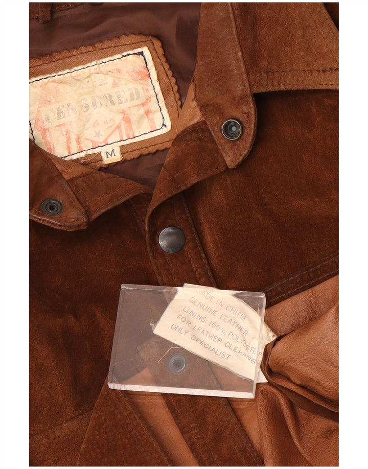 Censured Mens Suede Shirt Medium Brown Leather