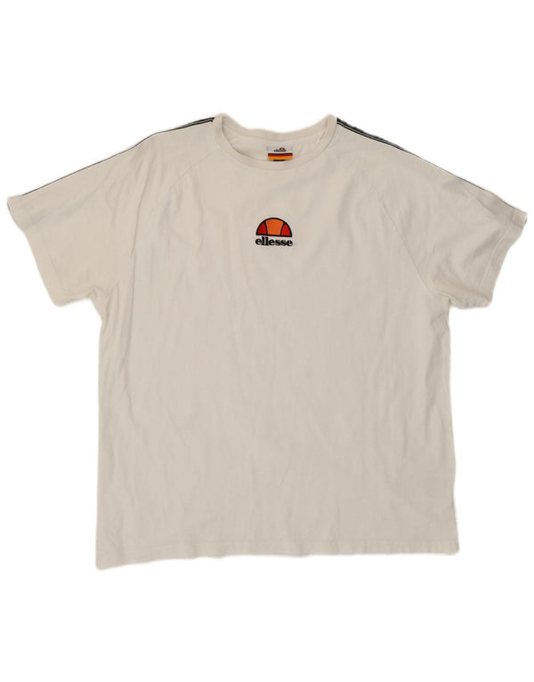Ellesse Mens Graphic T-Shirt Top Large White Colourblock Cotton
