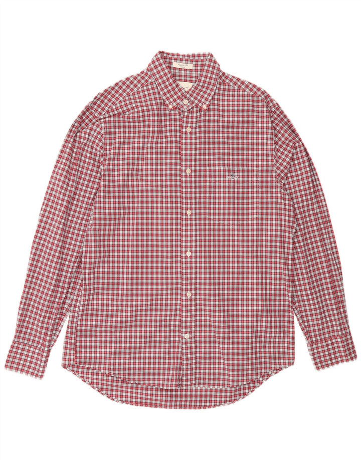 Gant Mens Regular Fit Shirt Size 41/42 Large Red Check Cotton