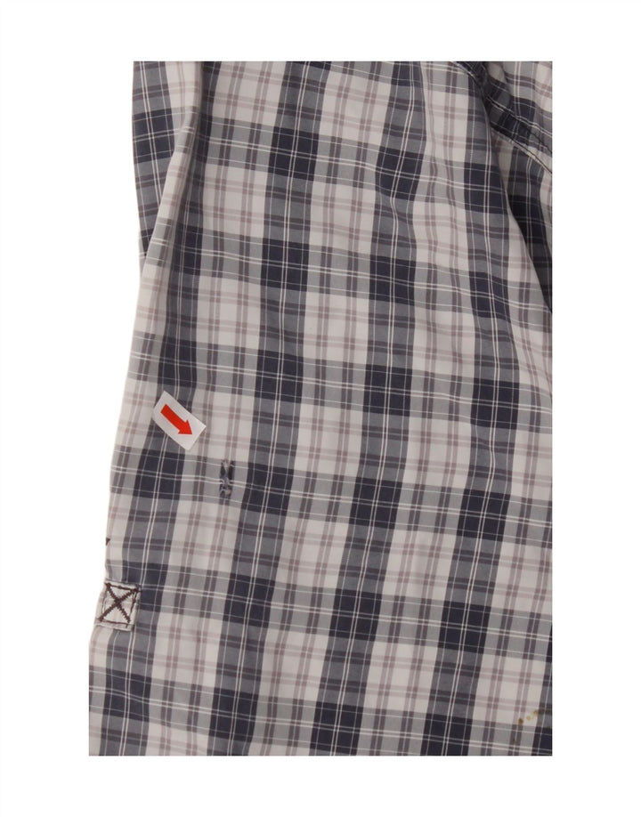 COLUMBIA Mens Titanium Shirt 2XL Navy Blue Check Polyester