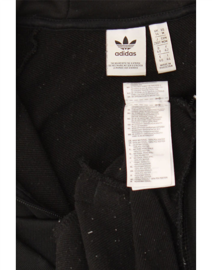 ADIDAS Womens Graphic Zip Hoodie Sweater UK 14 Medium  Black Polyester Vintage Adidas and Second-Hand Adidas from Messina Hembry 