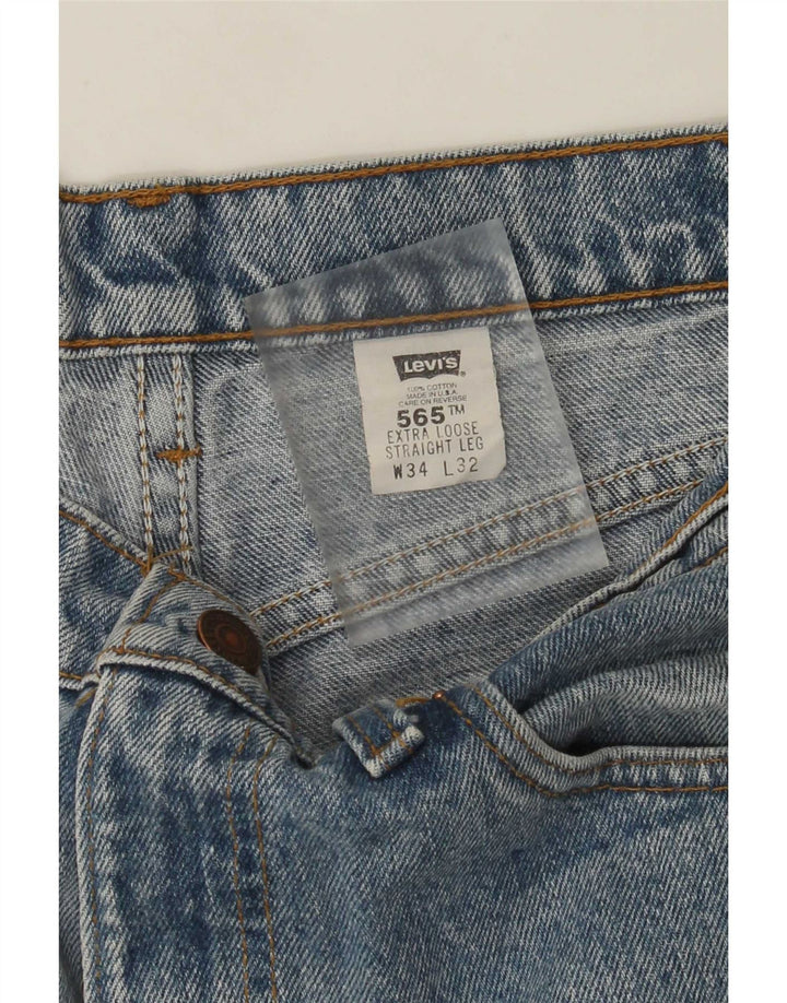 Levi's Mens 565 Straight Jeans W34 L32 Blue Cotton