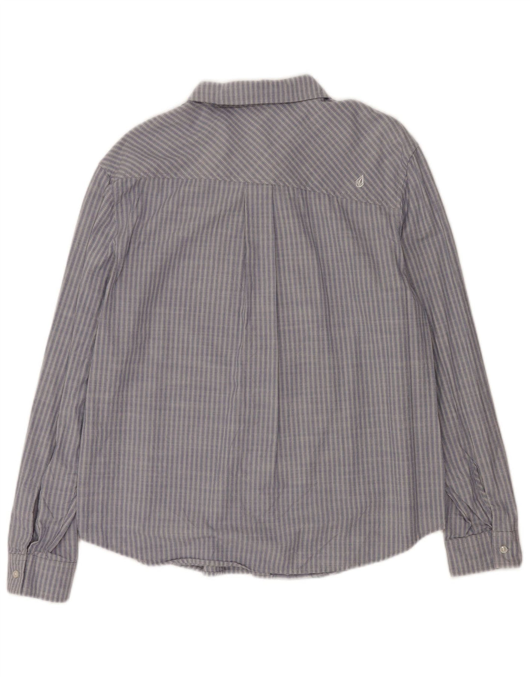 Volcom Womens Shirt UK 14 Large Blue Striped Cotton