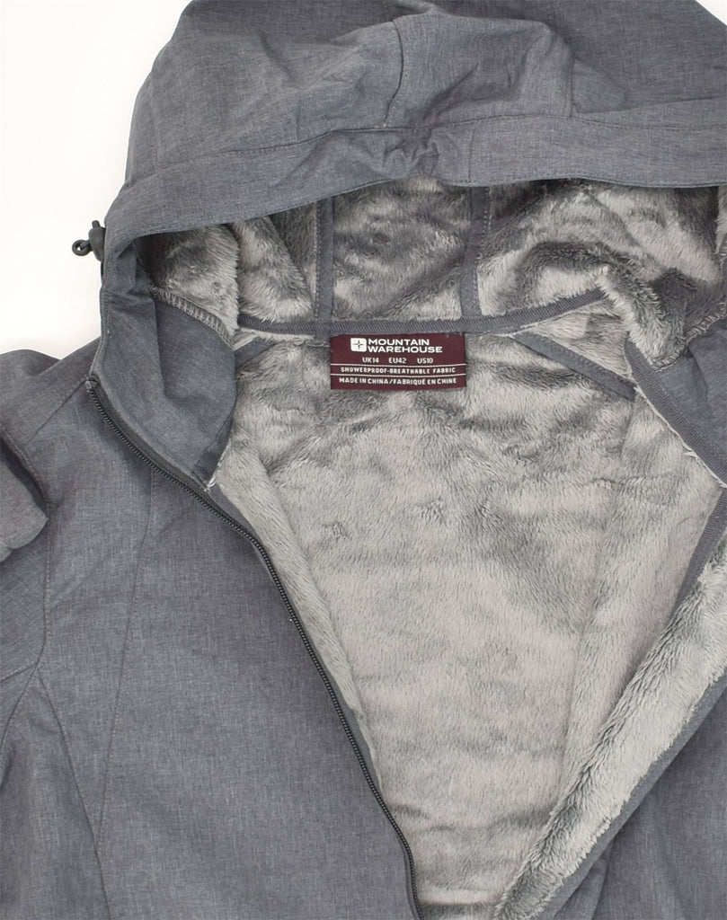 MOUNTAIN WAREHOUSE Womens Hooded Windbreaker Jacket UK 14 Large Grey | Vintage Mountain Warehouse | Thrift | Second-Hand Mountain Warehouse | Used Clothing | Messina Hembry 