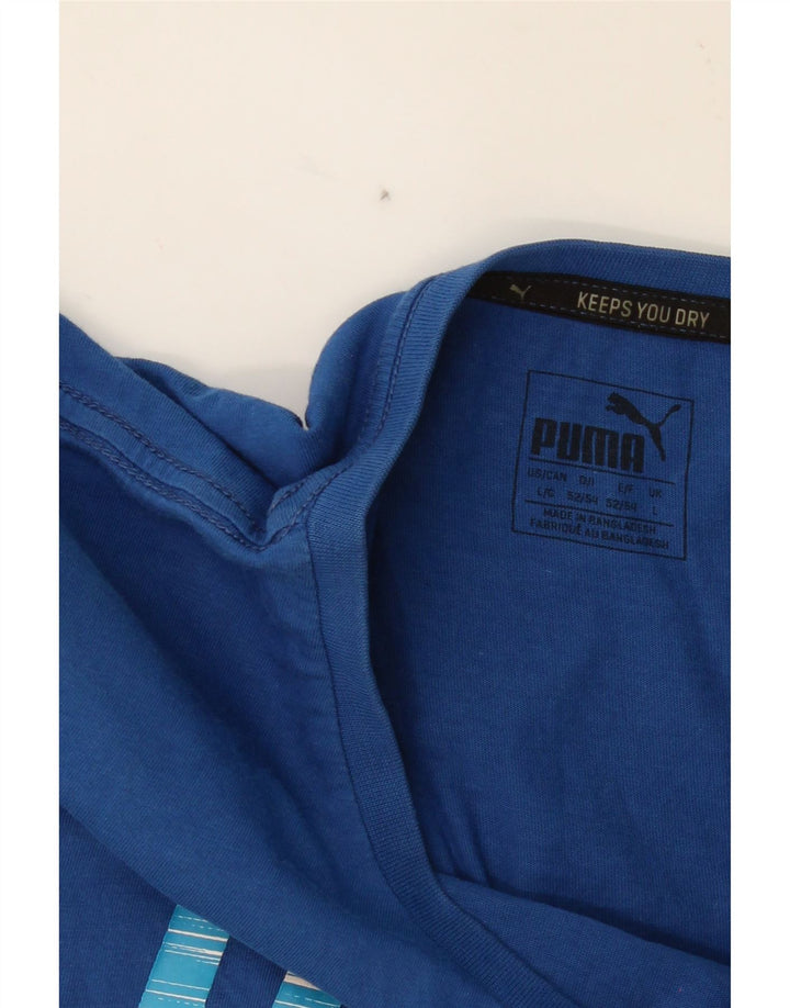 PUMA Mens Graphic T-Shirt Top Large Blue Vintage Puma and Second-Hand Puma from Messina Hembry 