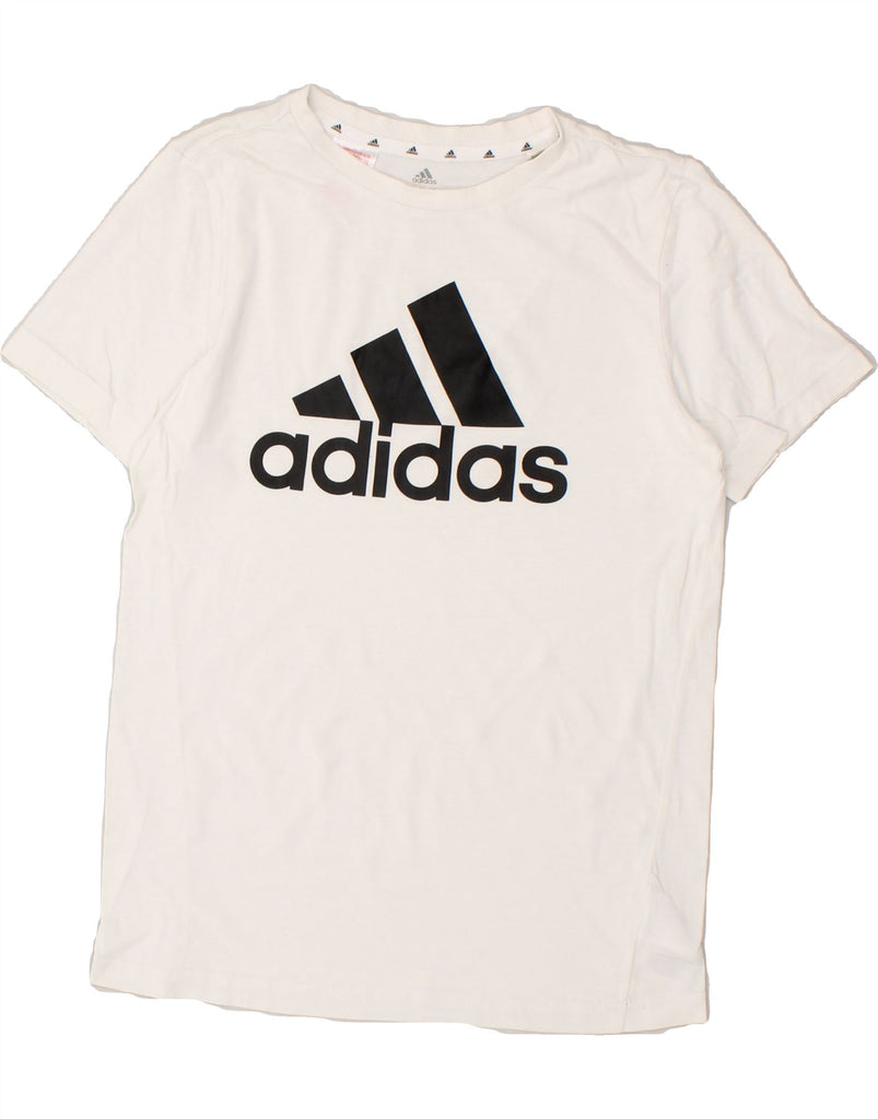 ADIDAS Boys Graphic T-Shirt Top 13-14 Years White Cotton | Vintage Adidas | Thrift | Second-Hand Adidas | Used Clothing | Messina Hembry 